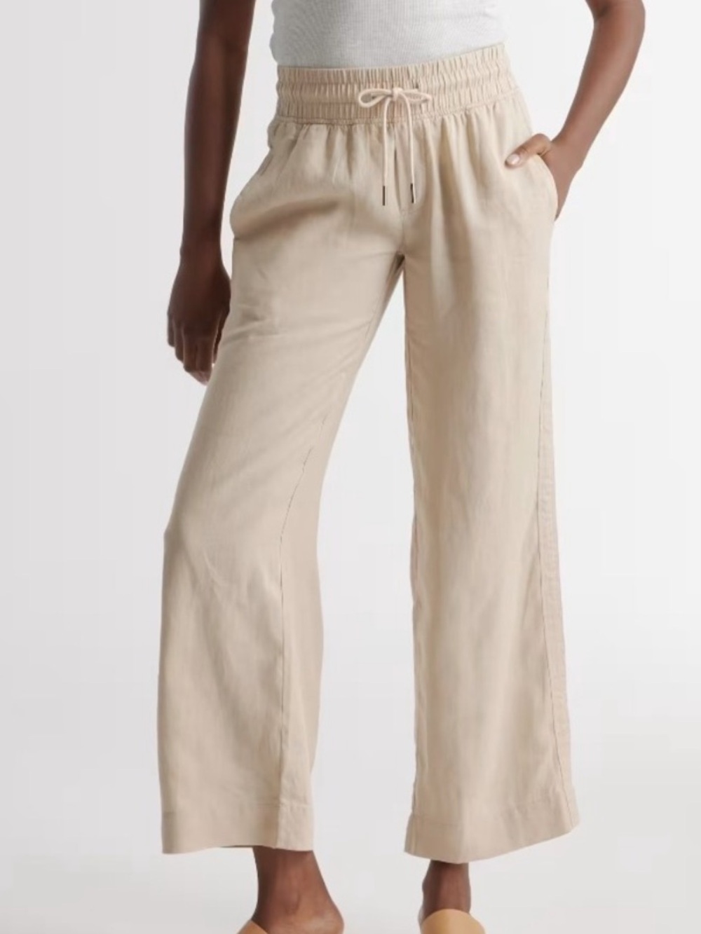 Quince 100% European Linen Wide Leg Drawstring Pants Small